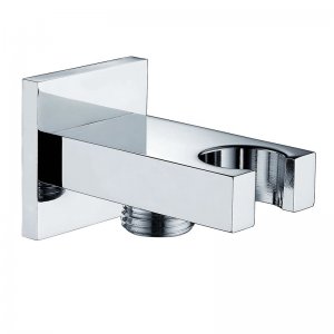 Triton square edge integrated wall outlet and holder - chrome (TSHHWOSQCHR) - main image 1