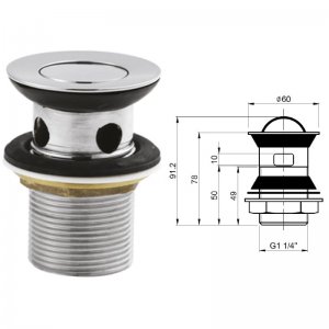 Ultra flip top basin waste 1-1/4" slotted (ER08) - main image 1