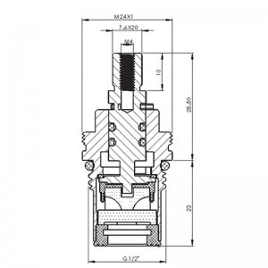 1/2" tap mechanism ceramic disc hot/cold - pair (CC3) - main image 2