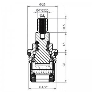 1/2" tap mechanism ceramic disc hot/cold - pair (CC4) - main image 2