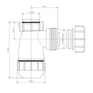 AKW Basin 1 1/4" Bottle Trap - White (08-006-040) - main image 2