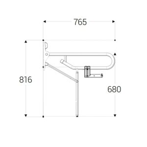 AKW Hinged Fold Up Double Hairpin Grab Rail - Fixed Leg - White (01820WH) - main image 2