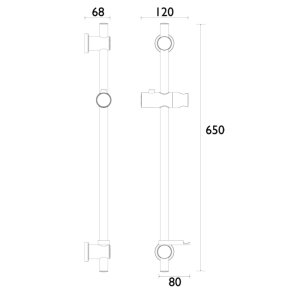 Bristan Casino Riser Rail with Adjustable Position Bracket - Chrome (CAS RRAIL02 C) - main image 2