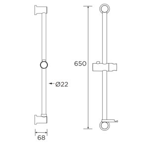 Bristan Casino Riser Rail with Fixed Position Brackets - Chrome (CAS RRAIL01 C) - main image 2