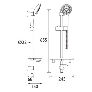 Bristan Casino Shower Kit with 5 Function Large Handset - Chrome (CAS KIT04 C) - main image 2