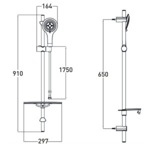 Bristan Commercial Multi-Function Extended Slide Bar Shower Kit - Chrome (EV KIT-EEVK C) - main image 2