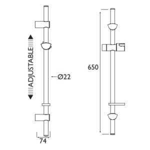 Bristan Evo Riser Rail with Adjustable Fixing Brackets - White/Chrome (EVC ADR01 WC) - main image 2