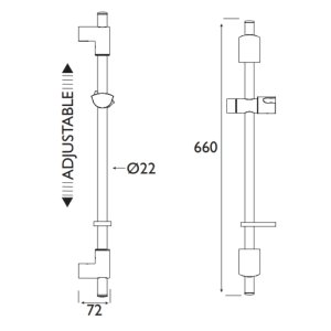 Bristan Evo Riser Rail With Adjustable Fixing Brackets - Chrome Plated (EVC ADR02 C) - main image 2