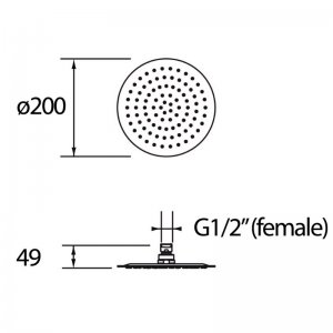 Bristan Round Slimline Fixed Head - 200mm - Chrome (FH SLRD01 C) - main image 2