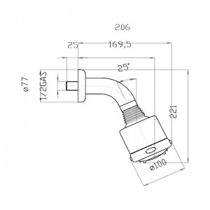 Crosswater 3 mode shower head with arm - chrome (FH611C) - main image 2