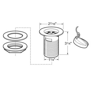 Deva 1.25" Slotted Basin Waste With Brass Plug & Chain - Chrome (DW300/017) - main image 2