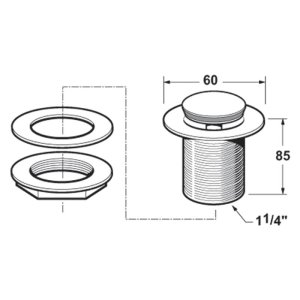 Deva 1.25" Slotted Press Top Basin Waste - Chrome (PTW300/017) - main image 2