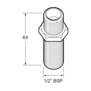 Deva Brass Straight Nipple & 1/2" Back Nut (SPE13) - main image 2