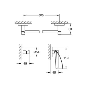 Grohe Essentials 3-in-1 Guest Bathroom Accessories Set - Supersteel (40775DC1) - main image 2