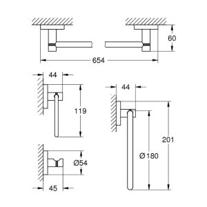 Grohe Essentials 4-in-1 Master Bathroom Accessories Set - Brushed Nickel (40823EN1) - main image 2