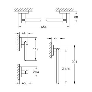 Grohe Essentials 4-in-1 Master Bathroom Accessories Set - Chrome (40823001) - main image 2