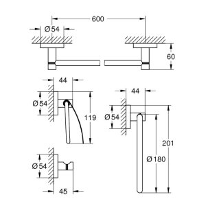 Grohe Essentials 4-in-1 Master Bathroom Acessories Set - Supersteel (40776DC1) - main image 2