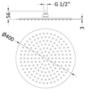 Hudson Reed 400mm Round Stainless Steel Fixed Shower Head - Chrome (HEAD46) - main image 2