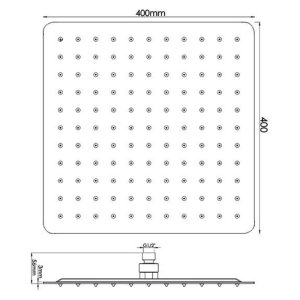 Hudson Reed 400mm Square Stainless Steel Fixed Shower Head - Chrome (HEAD45) - main image 2