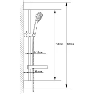 Hudson Reed Modern Slimline Slide Rail Kit - Chrome (A3041) - main image 2