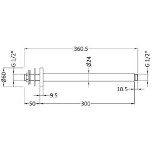 Hudson Reed Round Ceiling Arm - Chrome (ARM16) - main image 2