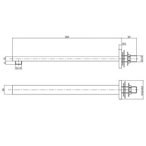 Hudson Reed Small Rectangle Wall Mounted Shower Arm - Chrome (ARM13) - main image 2