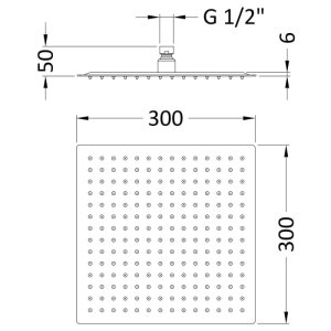 Hudson Reed Square Thin Shower Head - Chrome (HEAD58) - main image 2