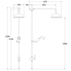 Hudson Reed Topaz Black Grand Rigid Riser Kit With Diverter - Chrome (AM412) - main image 2