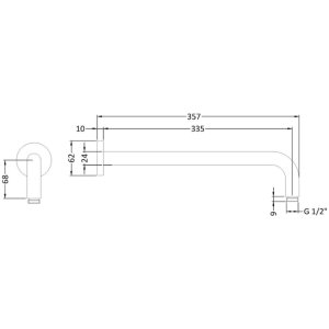 Hudson Reed Wall Mounted Fixed Shower Arm - Chrome (ARM01) - main image 2