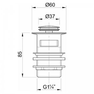 Twyford 1.25" waste fitting - slotted - click clack (WF4350CP) - main image 2