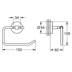 Grohe Bau Cosmopolitan Toilet Roll Holder - Chrome (40457001) - main image 3