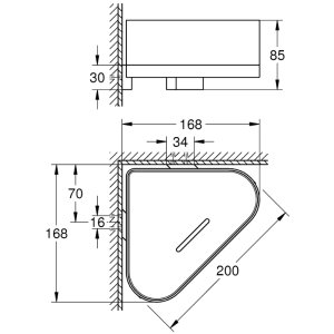 Grohe Selection Corner Shower Tray With Holder - Hard Graphite (41038A00) - main image 3