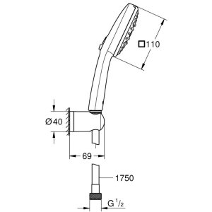 Grohe Vitalio Comfort 110 Wall Holder Shower Rail Set - 3 Spray Setting - Chrome (26176001) - main image 3