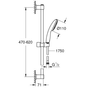 Grohe Vitalio Start 110 Shower Rail Set - 1 Spray Setting - Chrome (27942001) - main image 3