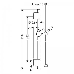 hansgrohe Unica Shower Rail S Puro - 65cm with Shower Hose - Brushed Bronze (28632140) - main image 3