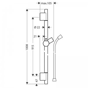 hansgrohe Unica Shower Rail S Puro - 90cm with Shower Hose - Brushed Black Chrome (28631340) - main image 3