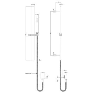 Hudson Reed Sheer Slide Rail Kit - Chrome (A3167) - main image 3