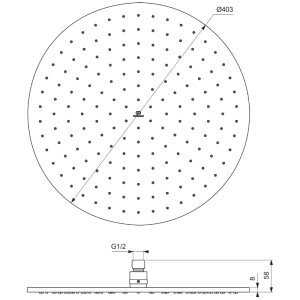 Ideal Standard Idealrain round 400mm fixed rainshower head (A5804AA) - main image 3