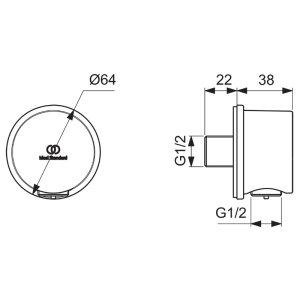 Ideal Standard Idealrain round wall elbow (BC808AA) - main image 3