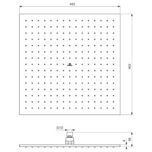 Ideal Standard Idealrain square 400mm fixed rainshower head (A5806AA) - main image 3