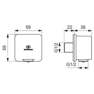 Ideal Standard Idealrain square wall elbow (BC772AA) - main image 3