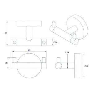 Croydex Flexi-Fix Britannia Double Robe Hook - Chrome (QM589141) - main image 4