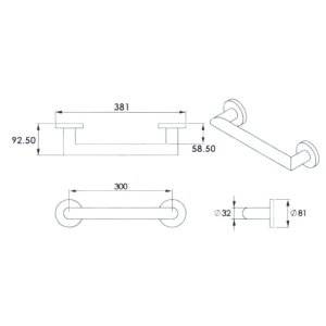 Croydex 300mm Modern Stainless Steel Straight Grab Bar - Chrome (AP506105) - main image 4